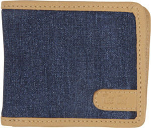 Tee Ess Men Casual Blue, Beige Denim, Genuine Leather Wallet