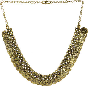 Muccasacra Trendy Golden Finish Dangling Shimmering coin Sterling Silver Necklace