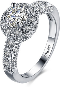 Divastri A5 Grade Crystal 'Royal Qu Metal Rhodium Plated Ring