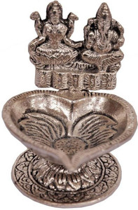VR Creatives Lakshmi / laxmi , Lord Ganesh Diwali Puja Set Silver Table Diya