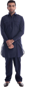 Nawab-Saheb Men Solid Pathani Kurta