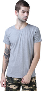 THE EG STORE Solid Men Round Neck Grey T-Shirt