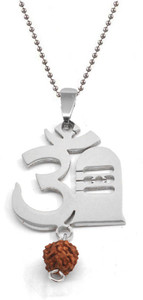 Sullery Â Om Shiv Ling Locket With Rudraksha Bead Stainless Steel, Wood Locket