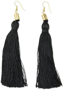 Bsquare Black Tassel Earing Fabric Tassel Earring