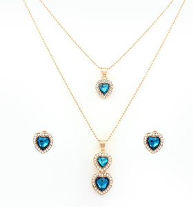 NAKABH Alloy Gold-plated Gold, Blue Jewellery Set