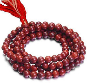 RUDRA DIVINE Lal Chandan Mala/Red Sandalwood Rosary by Rudra Divine Certified Mala for Wearing and Jaap/Chanting | 108+1 Beads of 7-8 mm | 100% Original, Real & Natural Maala | for Unisex Wood Necklace