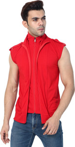Black Collection Solid Men Turtle Neck Red T-Shirt