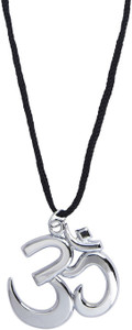 Shining Jewel Elegant Om Rhodium Brass Pendant