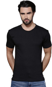 Roadster Solid Men Round Neck Black T-Shirt