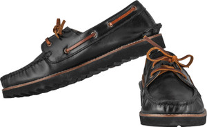 TZARO Genuine Leather Boat Shoes - Float Black Boat Shoes For Men