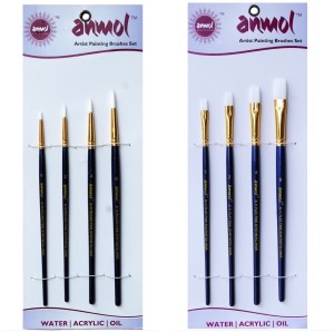 Anmol Artist Painting Brush Fine Synthetic Brush-Series-10&Series 11(Set of 4 Round&Flat) Airbrush