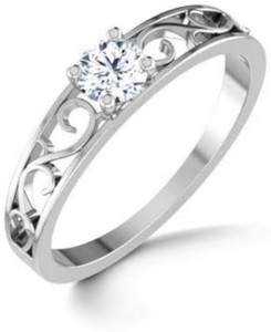 Vivaana Designer Solitaire Alloy Crystal, Cubic Zirconia Platinum Plated Ring