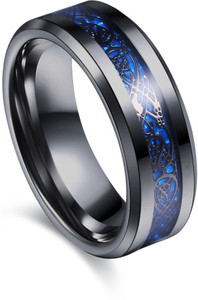 Divastri Dragon Celtic Inlay Polish Finish Titanium Steel Ring Stainless Steel Titanium Plated Ring