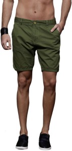 Roadster Solid Men Green Chino Shorts