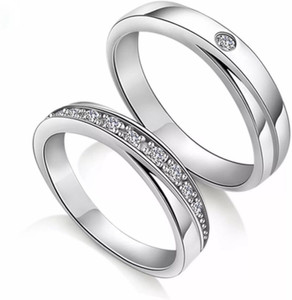 Silver Creations Adjustable Couple band ring set Alloy Cubic Zirconia Silver Plated Ring Set