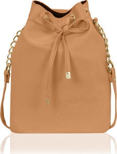 KLEIO Tan Sling Bag Stylish Solid Color Bucket Sling Bag for Women / Girls (Tan) (EDK1036KL-TA)