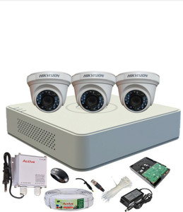 HIKVISION Hikvision 1MP DVR DS-7A04HGHI-F1/N OR DS-7A04HGHI-F1/ECO 1PCS DOME CAMERA DS-2CE5ACOT-IRP OR DS-2CE5ACOT-IRP/ECO 3PCS 90 METAR CABLE 1TB SATA HDD COMBO KIT Security Camera