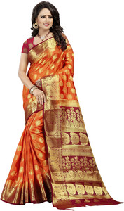 FINE WEAR Woven Kanjivaram Cotton Silk Saree