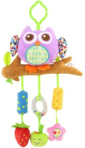 BABY STATION Baby Crib & Stroller Plush Playing Toy Car Hanging Rattles (Purple Owl)