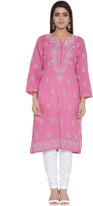 ADA Women Chikan Embroidery, Embroidered Straight Kurta