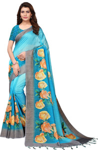 Ratnavati Printed, Digital Print, Floral Print Bollywood Cotton Linen Saree