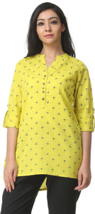 Pistaa Women Printed High Low Kurta