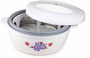 सेलो Roti Plus Plastic Casserole with Lid, 2000 ML, White/Brown थर्मोवेयर कैसरोल