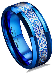 Divastri Celtic Inlay Polish Finish Titanium Steel Ring Stainless Steel Titanium Plated Ring