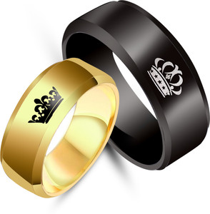 MEENAZ Valentine Gifts Adjustable Stylish Combo Couple Heart Finger Rings for Girls Boys Men Couples Girlfriend Women Lovers स्टेनलेस स्टील रोडियम प्लेटेड रिंग सेट