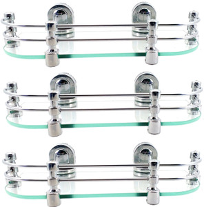 Sparkraze Set of 3 Small Brackets Clear 12 By 5.5 inch Glass Shelf \ Living Room & Bedroom Shelf\Bathroom Shelf\Multipurpose Shelf Glass Wall Shelf