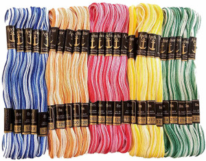 ANCHOR Double Shaded Embroidery Cross Stitch / Long Stitch Threads , Multicolored Set Of 25