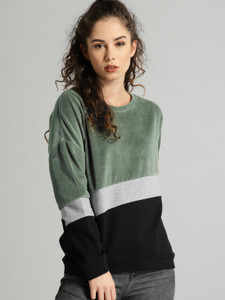 Roadster Full Sleeve Color Block Women Sweatshirt