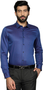 Blackberrys Men Printed Formal Blue Shirt