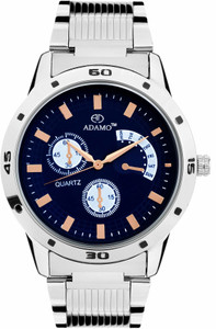ADAMO Designer wristwatch / watchs Scratch Resistant Black Dial Round Shaped with Metal Strap Premium watch for Men and Boys Analog Watch  - For Men