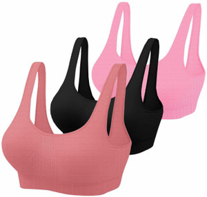 Mysha Air Sports Bra (Free Size, Fits Best- 28-34)Pack of 3 Women Sports Non Padded Bra