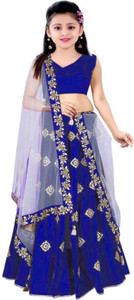 YNR FASHION Indi Girls Lehenga Choli Ethnic Wear Embroidered Ghagra, Choli, Dupatta Set