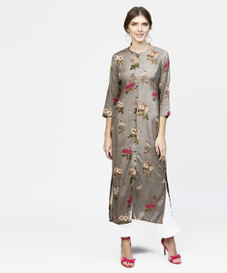 LIBAS Women Floral Print Frontslit Kurta