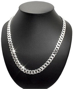 SILVERISH Platinum Plated Silver Chain Curb Link Design Stylish Silver Chain Platinum Plated Stainless Steel Chain