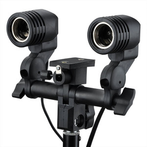 SHOPEE E27 Double Light Socket with Light Stand Swivel Mount & Umbrella Holder for Photography Camera Rig