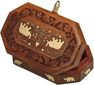 Fine Craft India MN-wooden_jewelry_box_elephant_L Jewellery Vanity Box