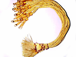 SPARKLE Necklace Back Rope Colorful(Golden) Almost Match with Any Jewellery- Dori for Silk Thread Jewellery/Terracotta Jewellery/Quilling-Pack of 12Pcs