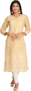 ADA Women Chikan Embroidery, Embroidered Straight Kurta