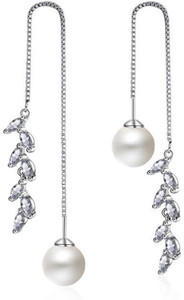 Divastri Stylish Party Wear Designer Range Pearl Dangling Sui Dhaga Threader Earring Pearl Metal, Crystal Ear Thread