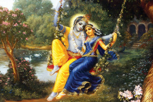 Wall Poster lord radha krishna on swing x inches gwjzmyhhnkyf