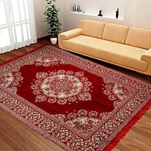 chawla overseas Red, White Cotton Carpet