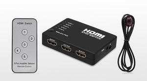 Frackson 5 in 1 Port 1080P HDMI Video Switch HDMI Switcher with Splitter Box Remote IR for HDTV, PS3, DVD Media Streaming Device