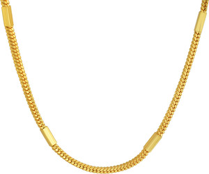 Morvi Gold Covered Alloy 24KT 1 Micron, Double Stand and Bar Design Gold-plated Plated Brass Chain