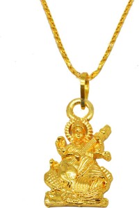 Men Style Jewelry Saraswati Mata Locket Gold-plated Brass Pendant Set