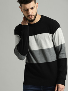 Roadster Striped Round Neck Casual Men Multicolor Sweater