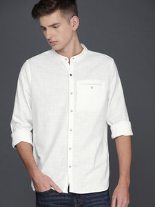 WROGN Men Self Design Casual White Shirt